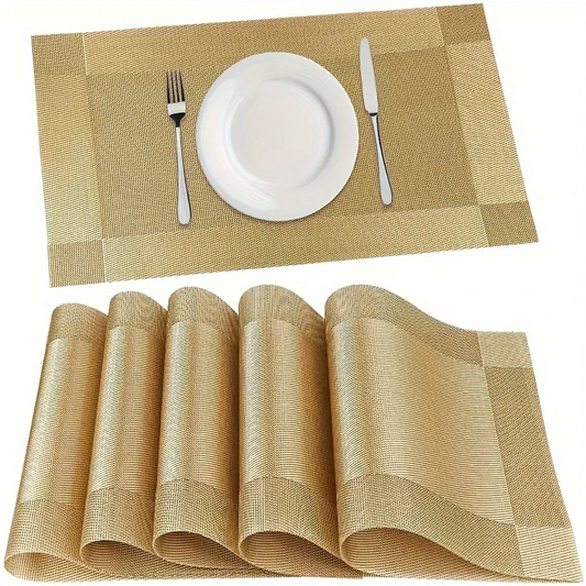 Place Mats for Kitchen Dining Table, Heat-Resistant Anti-Skid Stain Washable PVC Table Mats, Easy to Cleaning Dinner Mats