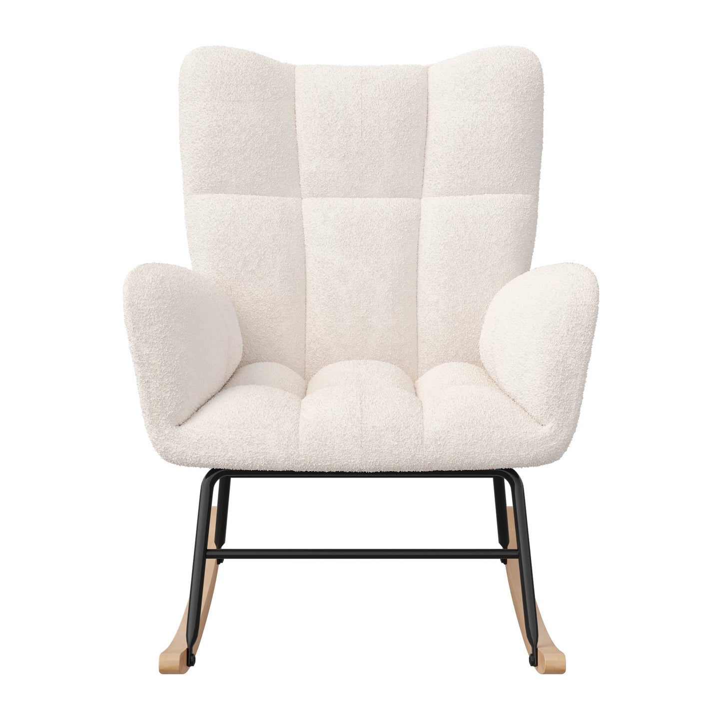 Anajqaqia Rocking Chair, Armchair, Upholstered Swing Chair with High Backrest, for Living Room Bedroom Balcony, Lambswool, Beige