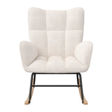 Anajqaqia Rocking Chair, Armchair, Upholstered Swing Chair with High Backrest, for Living Room Bedroom Balcony, Lambswool, Beige
