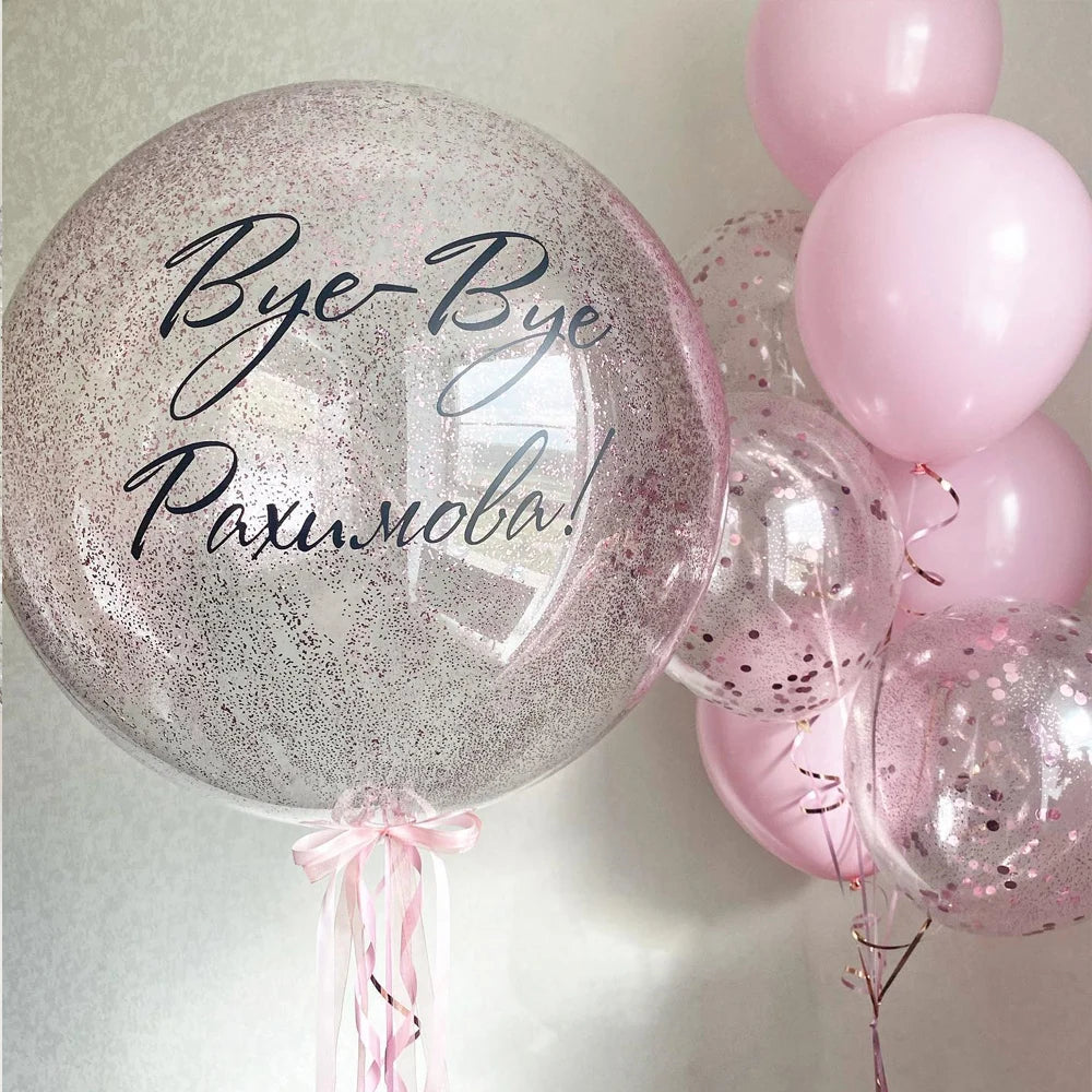 Pegatina dorada con nombre personalizado, globos de burbujas transparentes, pegatina personalizada para cumpleaños, bodas, baby shower, fiestas y decoración navideña. 