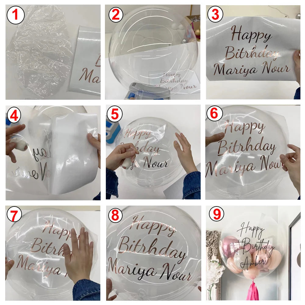 Pegatina dorada con nombre personalizado, globos de burbujas transparentes, pegatina personalizada para cumpleaños, bodas, baby shower, fiestas y decoración navideña. 