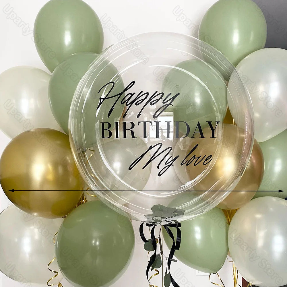 Pegatina dorada con nombre personalizado, globos de burbujas transparentes, pegatina personalizada para cumpleaños, bodas, baby shower, fiestas y decoración navideña. 