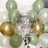 Pegatina dorada con nombre personalizado, globos de burbujas transparentes, pegatina personalizada para cumpleaños, bodas, baby shower, fiestas y decoración navideña. 
