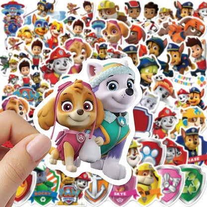 50pcs Paw Patrol Waterproof Stickers for Kids Classic Toy Cartoon Computer Water Cup Guitar Luggage No Glue DIY 