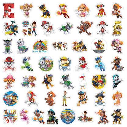 50pcs Paw Patrol Waterproof Stickers for Kids Classic Toy Cartoon Computer Water Cup Guitar Luggage No Glue DIY 