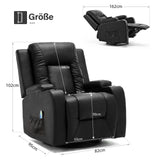 COMHOMA Recliner TV Armchair with Reclining and Footrest, Thick Backrest and Armrests, 360° Swivel