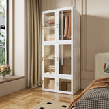 Anajqaqia 69x50x170cm Foldable Closet Wardrobe with 6 Cubes and 1 Hanging Rail, Multi-Purpose Cabinet with Magnetic Doors, PP