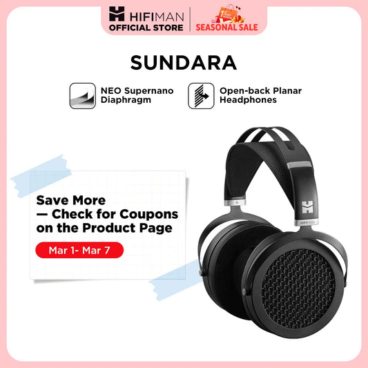 HIFIMAN SUNDARA Over-Ear Full-Size Planar Magnetic Headphones (Black) with High Fidelity Design Metal Casing