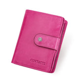 ONTACT'S Genuine Leather Short Wallets for Men RFID Vintage Coin Purse Card Holder Male Money Clip Women‘s Wallet Bag HandbagC