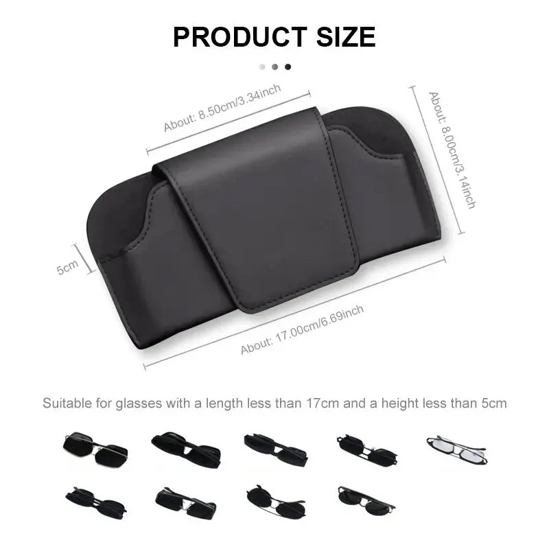 SEAMETAL Cowhide Sun Visor Glasses Holder Premium Leather Wear-Resistant Sunglasses Protective Box Auto Eyeglasses Storage Case