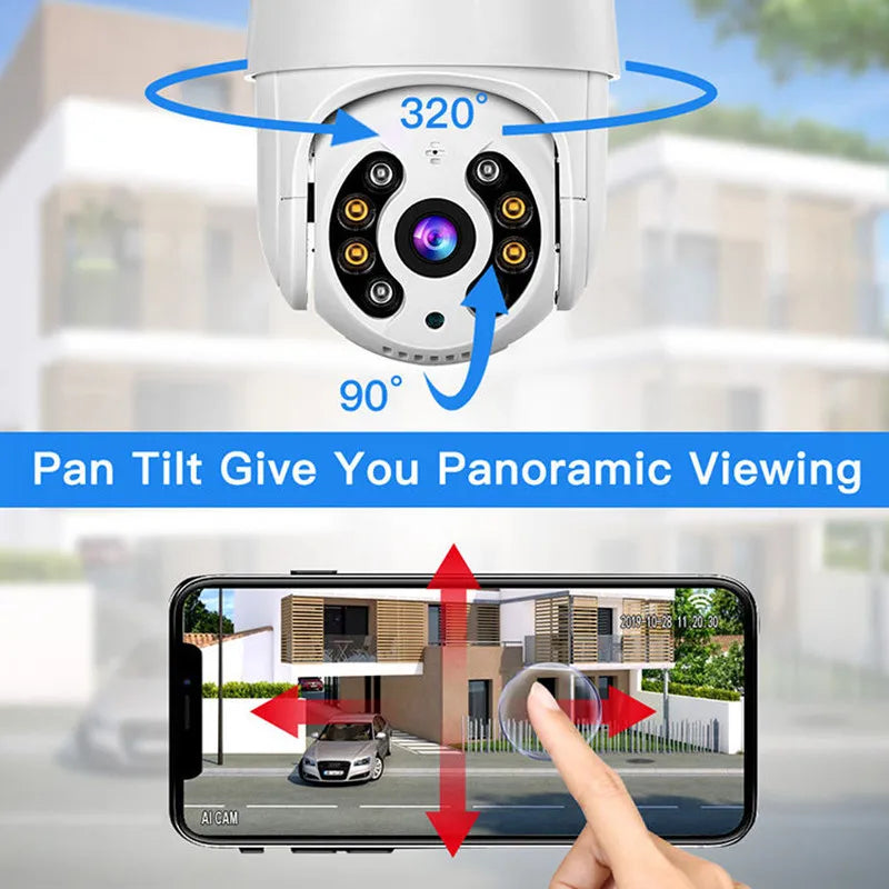 8MP 4K Wireless PTZ Camera HD 1080P Color Night Vision WiFi IP Camera Outdoor 5MP AI Auto Tracking CCTV Surveillance Cam iCSee