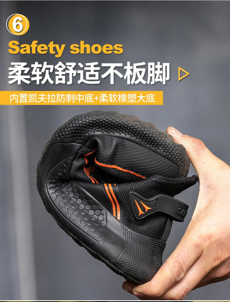 2024 Lightweight  Safety Shoes Men For Work Breathable Sports Safety Toe Shoes Work Boots Anti-Smashing Women