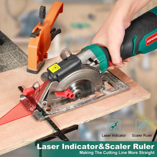 Sierra circular HYCHIKA de 750 W, herramienta eléctrica para bricolaje con guía láser, sierra eléctrica para cortar madera, sierra ingletadora, herramientas para carpintería en madera