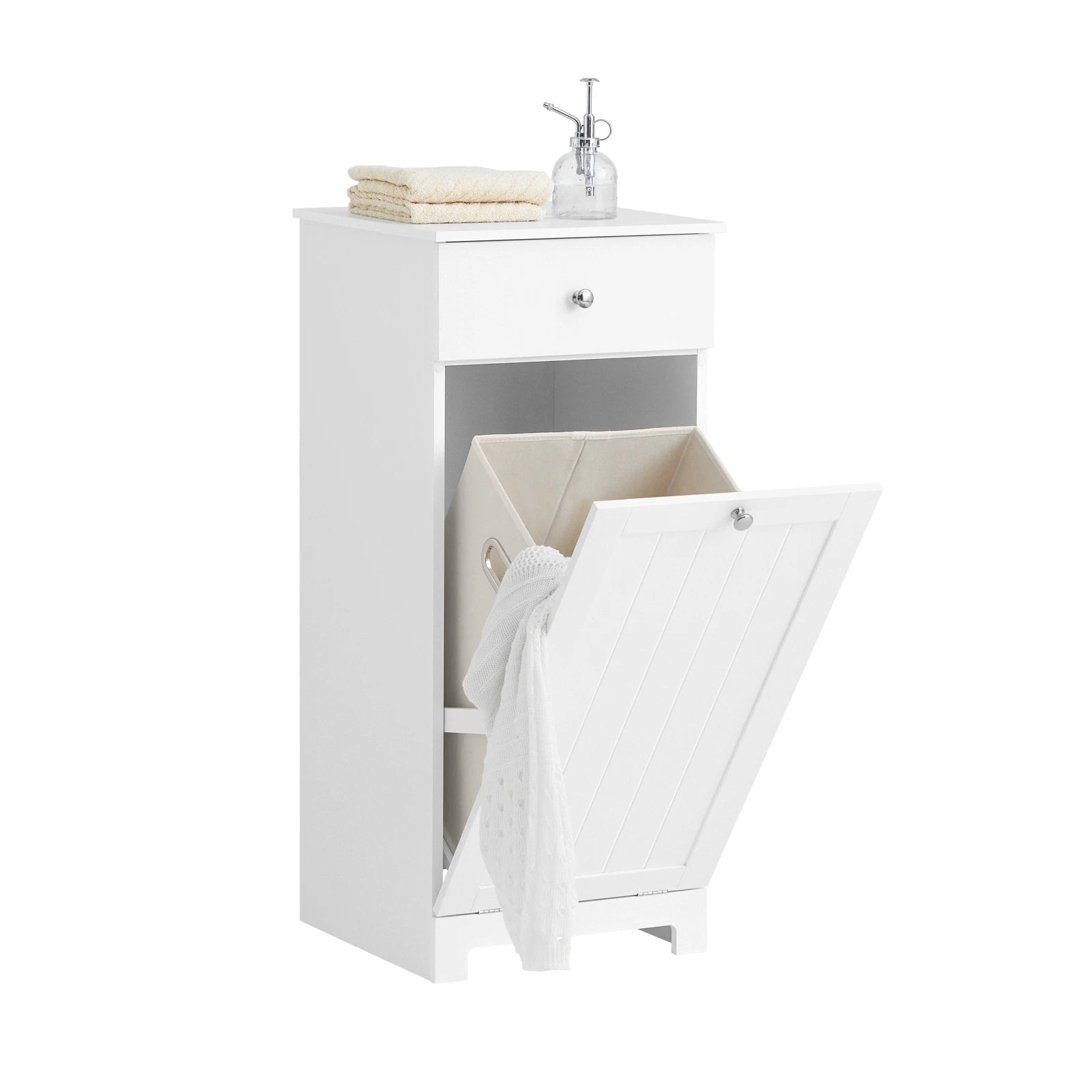 SoBuy BZR21 laundry wardrobe with fold-out laundry bag laundry chest laundry collector with drawers laundry basket bathroom wardrobe