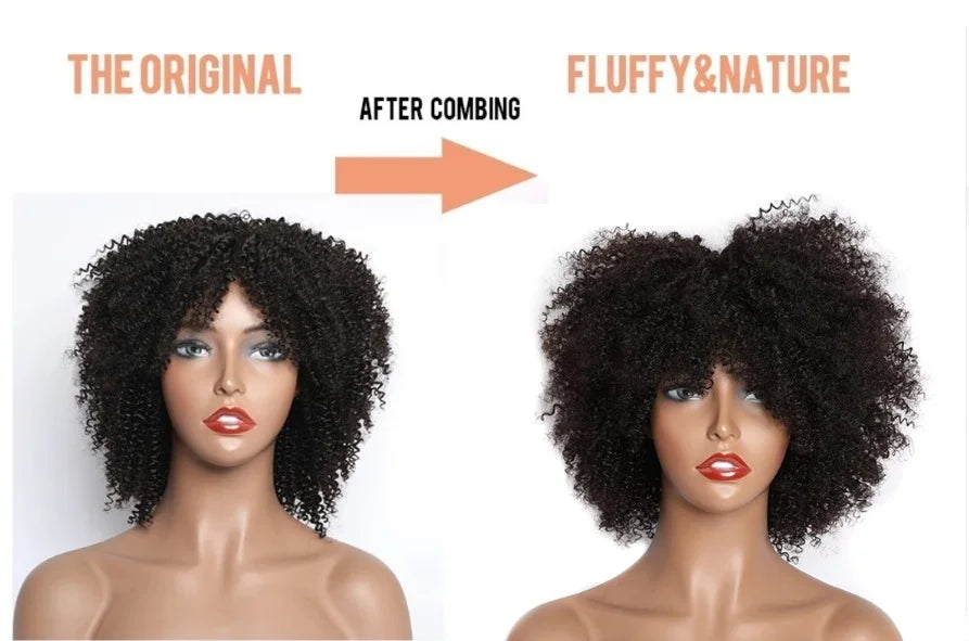 MsSunlight Afro Kinky Curly Wig Human Hair Short Wigs For Women Human Hair 100% Natural 4B 4C Brazilian Hair Wigs Full Machine