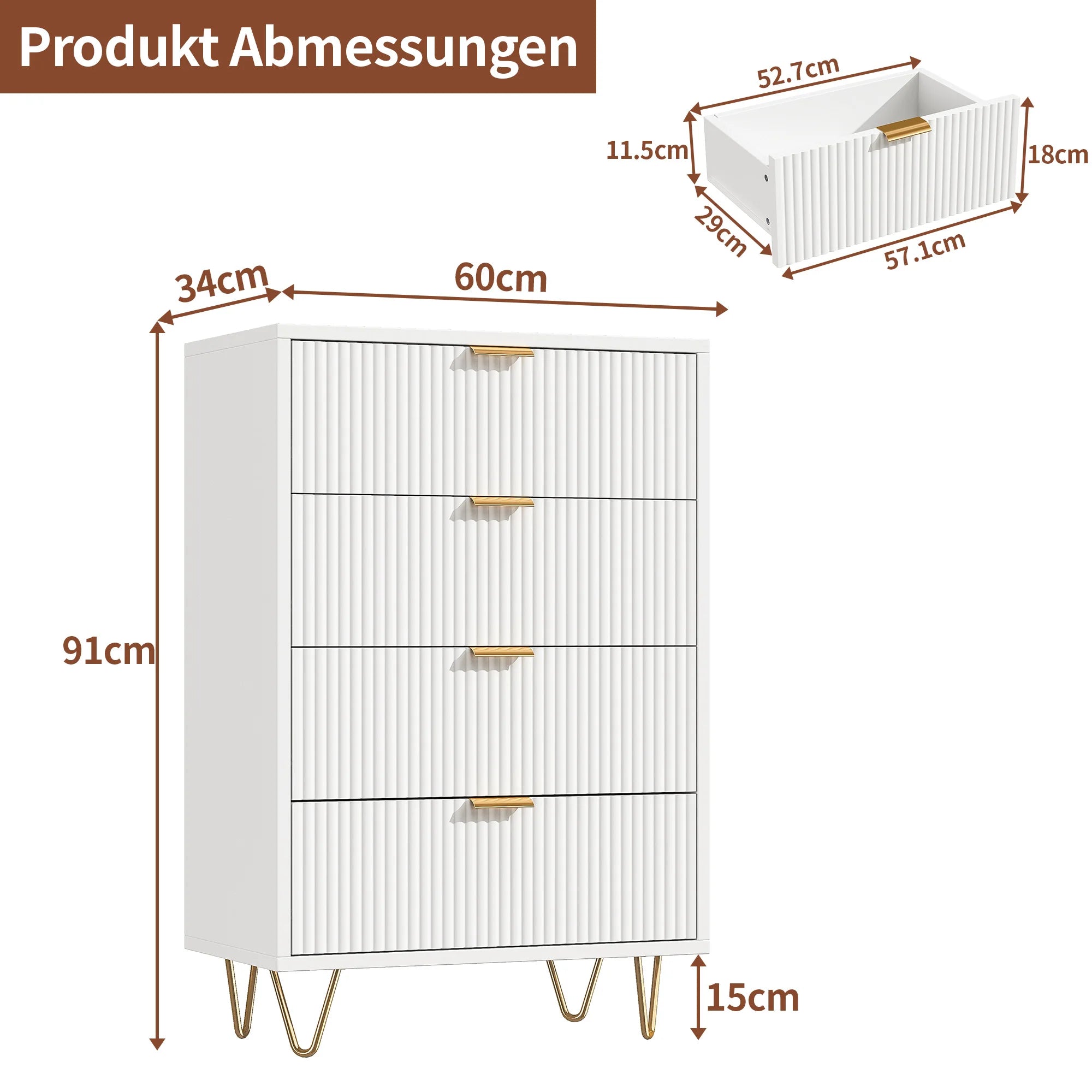 Rosahqnda White Drawer chest of drawers 4 or 6 Drawers Modern storage S wardrobe Tipping Protection wardrobe for living room