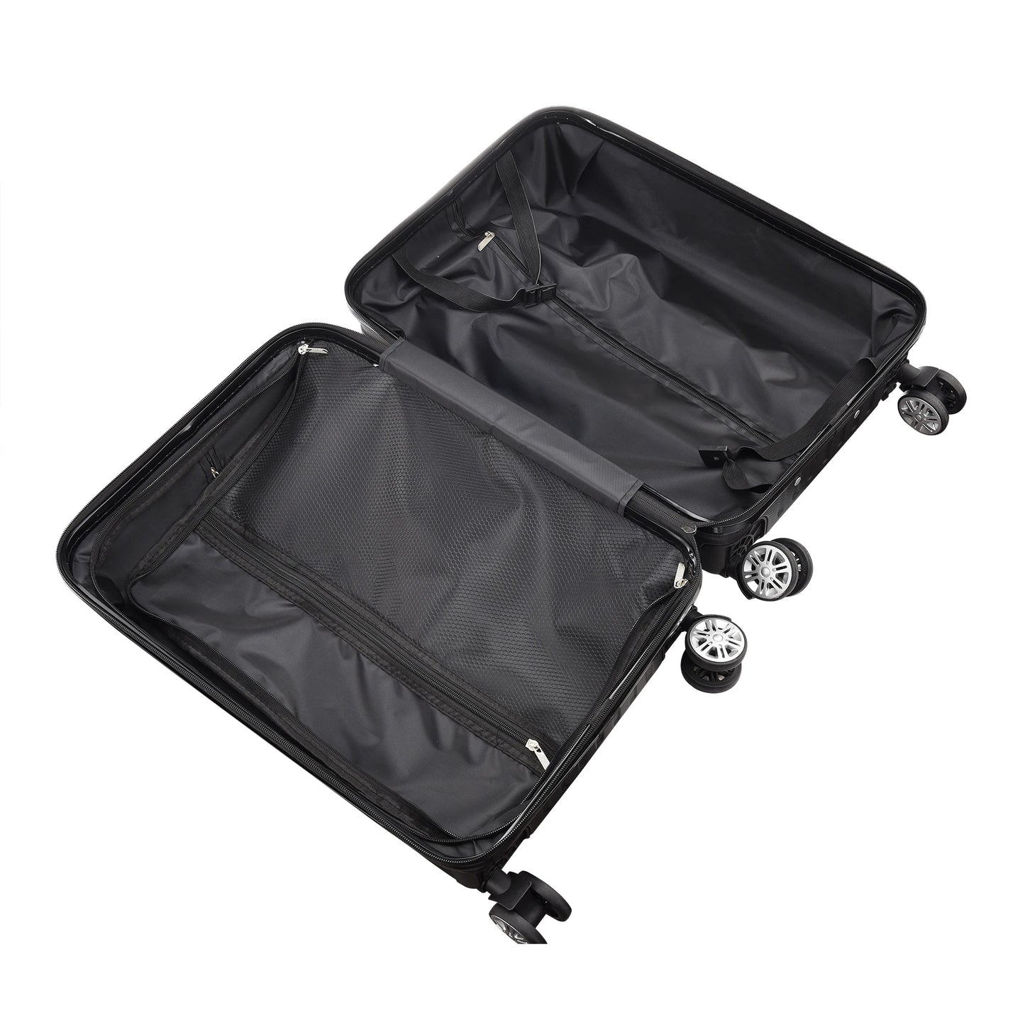 Anajqaqia Suitcase 3 Pieces Set,Hard Shell Trolleys Set,With TSA Lock,360° Universal Wheels,Lightweight ABS Luggage,Black