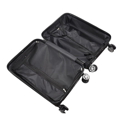 Anajqaqia Suitcase 3 Pieces Set,Hard Shell Trolleys Set,With TSA Lock,360° Universal Wheels,Lightweight ABS Luggage,Black