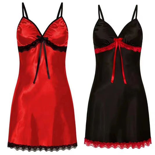 Pijama sexy para mujer, camisón de encaje con tirantes de talla grande, sin mangas, con cuello en V, multicolor opcional.