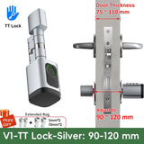 RAYKUBE V1 Adjustable TT Lock/ Tuya Bluetooth Smart Fingerprint Digital Cylinder Lock with APP/Password/RFID Card/Key  unlock