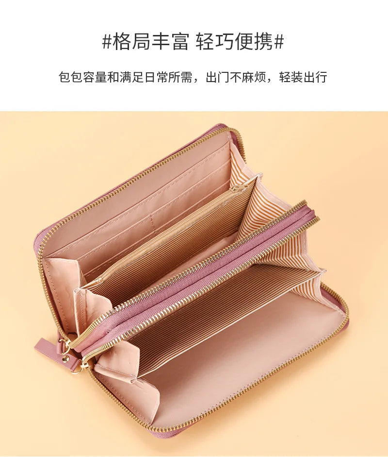 Long Women's Wallet Female Purses Tassel Coin Purse Card Holder Wallets Double Zipper Pu Leather Clutch Luxury Money Phone Bag