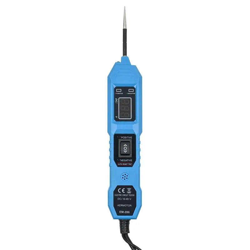 Probador de circuito eléctrico automotriz universal de 6 V-48 V, comprobador del sistema eléctrico del automóvil, kit de sonda de voltaje y potencia, pantalla digital LED.