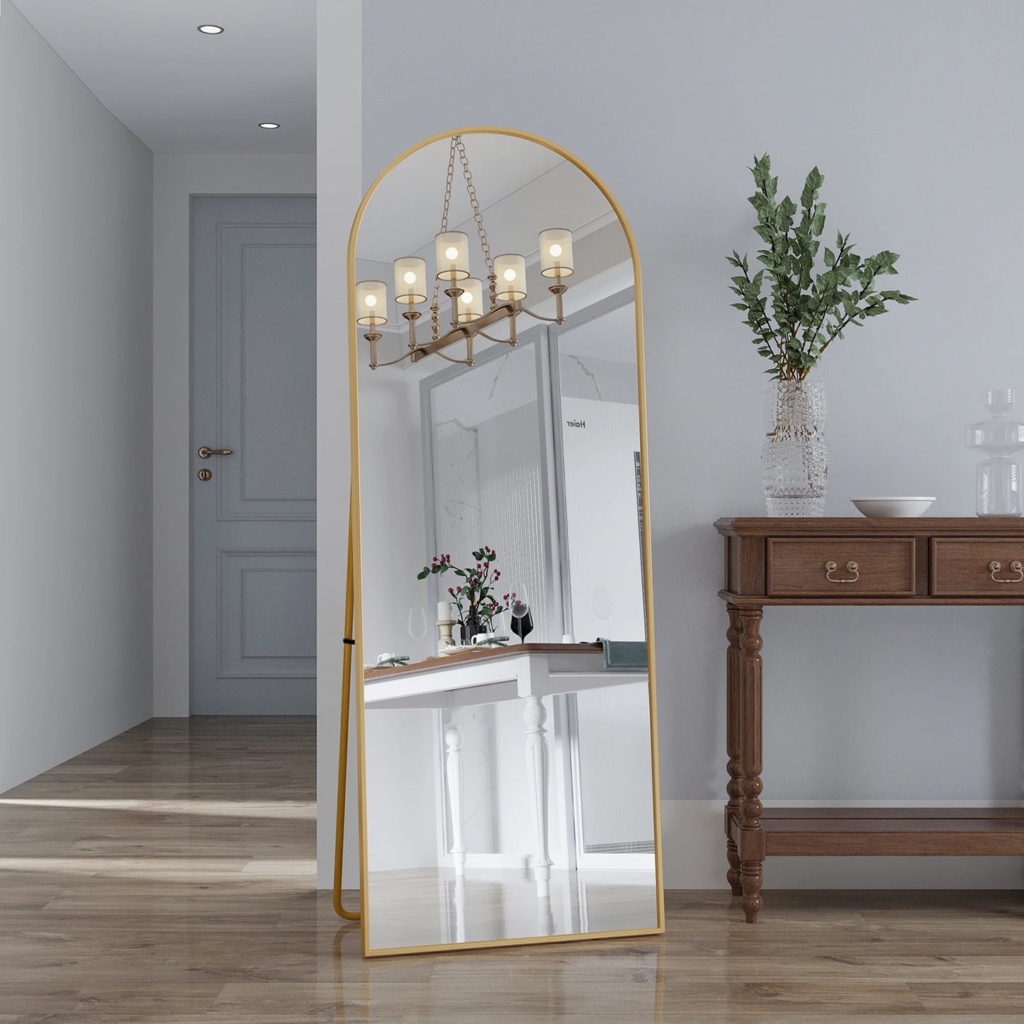 Anajqaqia 162×53cm Full Body Mirror, Curved Standing Mirror, Floor Mirror with Tempered Glass and Aluminum Alloy Frame