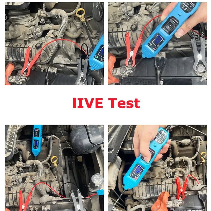 Probador de circuito eléctrico automotriz universal de 6 V-48 V, comprobador del sistema eléctrico del automóvil, kit de sonda de voltaje y potencia, pantalla digital LED.