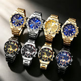 Conjunto de 8 peças de relógio masculino estilo executivo em aço inoxidável, adequado para uso casual no dia a dia e presente de Dia dos Pais; uma escolha ideal para presentear.