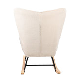 Anajqaqia Rocking Chair, Relaxing Chair, Living Room Chair, Swing Chair, with Metal Frame and Wooden Base, Teddy, Beige