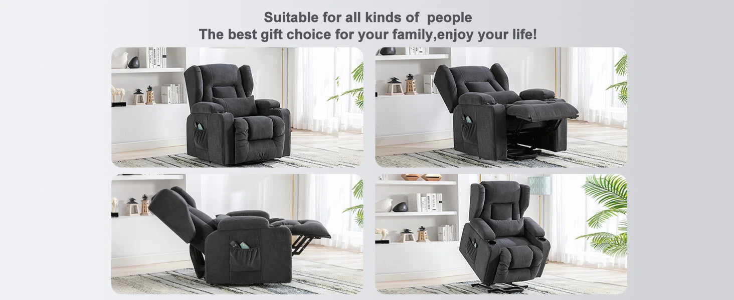 COMHOMA Relax armchair stand-up aid massage armchair with fabric surface electric stand-up armchair TV armchair armchair fabric