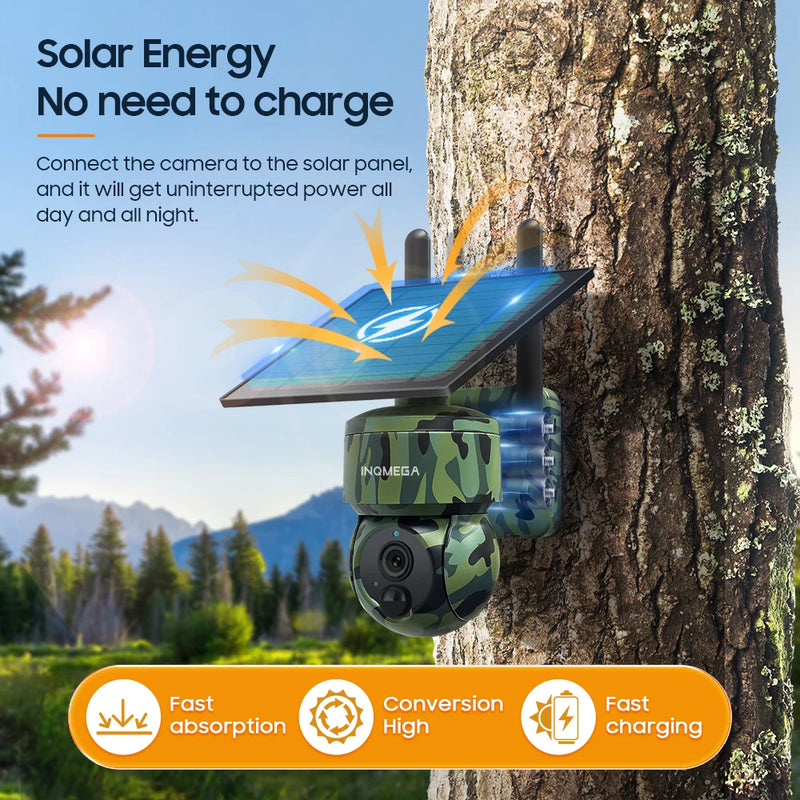 INQMEGA 5MP 3G / 4G SIM Solar Powered Camera with GPS Built in Battery Surveillance Camera and See by Mobile Froest Animal Human