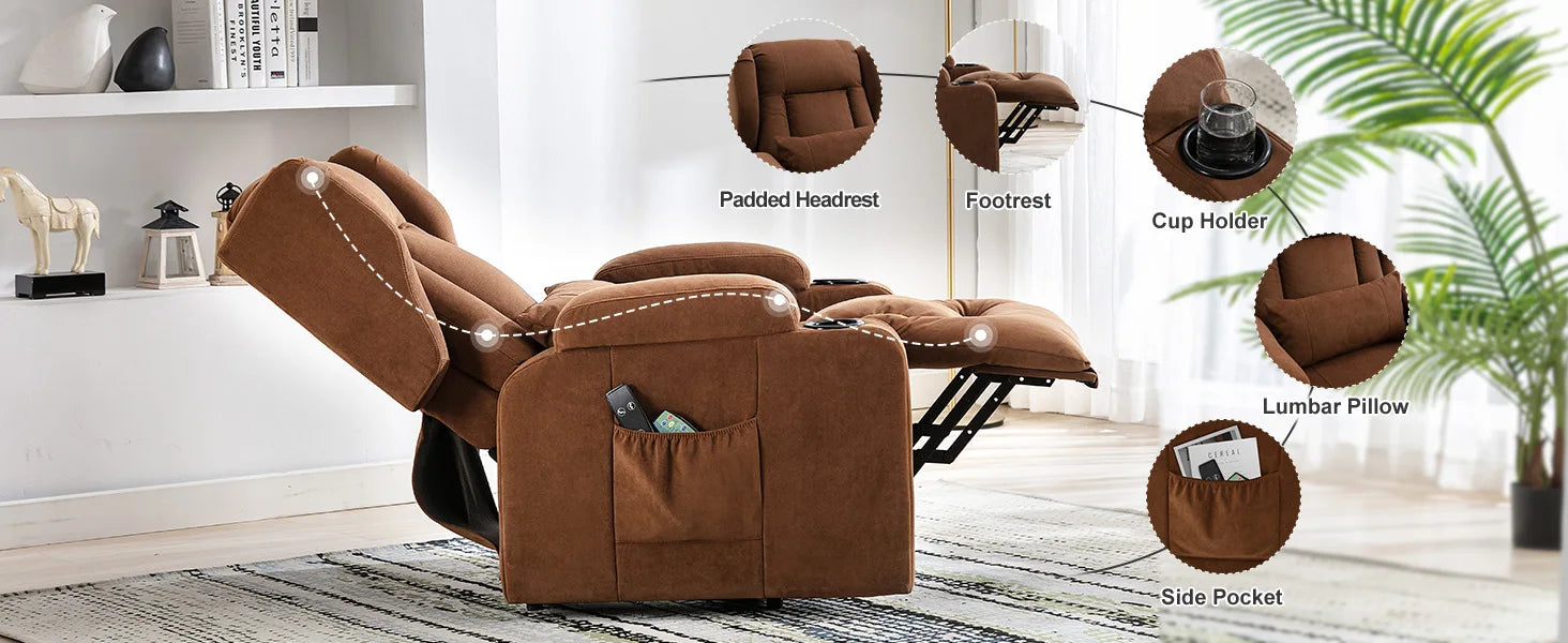 COMHOMA Relax armchair stand-up aid massage armchair with fabric surface electric stand-up armchair TV armchair armchair fabric