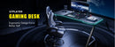 GTPLAYER Gaming table, Gaming desk 120x60cm, PC table Gamer table with Carbon Fiber Surface/LED/socket, Black