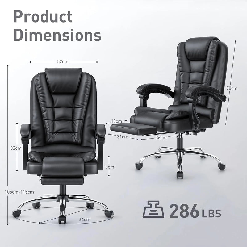 Naspaluro Executive Office Chair with Footrest High Back Desk Chair Ergonomic Recliner Computer Chair Gaming Chairs for Home
