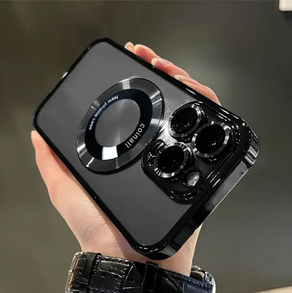 Nueva funda magnética transparente de lujo con carga inalámbrica para iPhone 16/15/14/13/12/11 Pro Max Plus con protector de lente a prueba de golpes