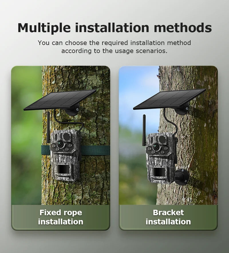 INQMEGA4G 2K 5MP PIR Motion Activated  Trigger Time Night Vision IP66 Hunting Trail Wildlife Battery Solar Camera Forest