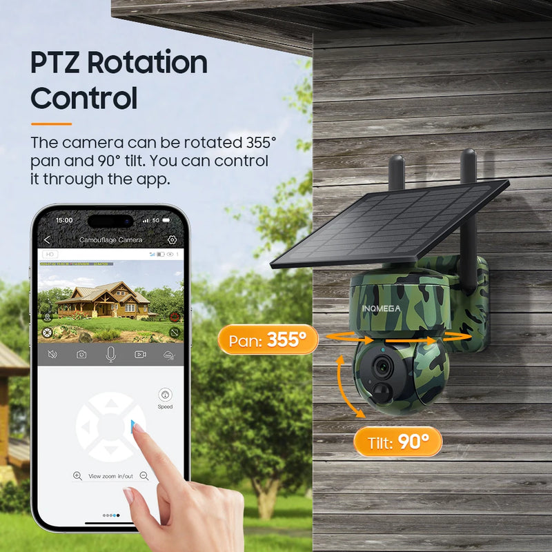 INQMEGA 5MP 3G / 4G SIM Solar Powered Camera with GPS Built in Battery Surveillance Camera and See by Mobile Froest Animal Human