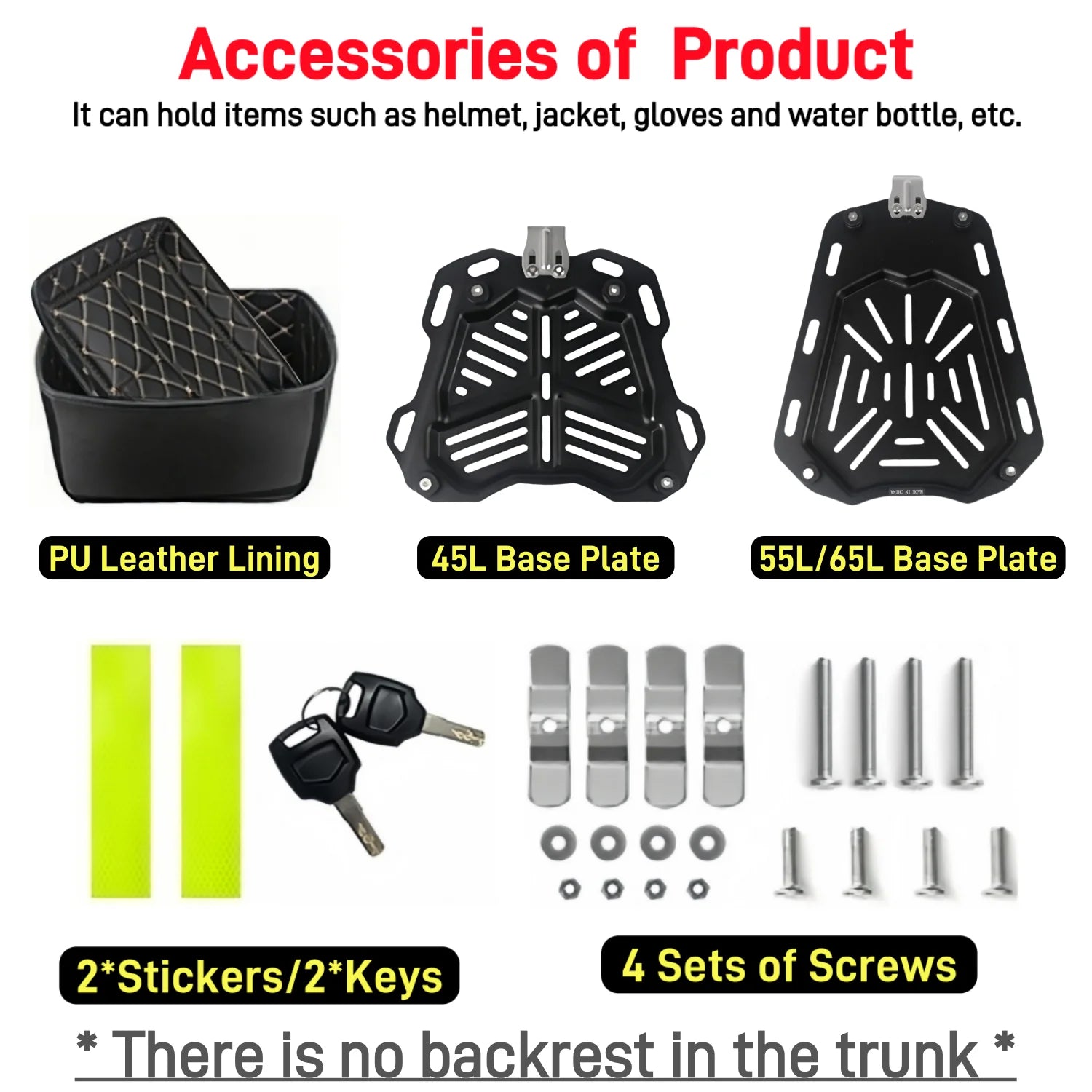 65/55/45L Aluminum Silvery Motorcycle Top Box Waterproof Rear Luggage Case Motorbike Trunk Tail Helmet Box Quick Release Toolbox