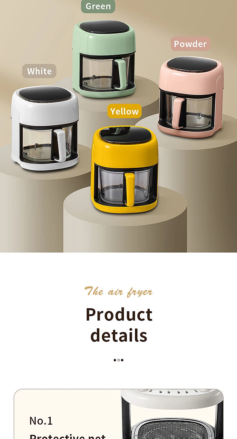 Smart Electric Air Fryer Large Capacity Convection Oven Deep Fryer Without Oil Kitchen 360°Baking Viewable Window Home Appliance