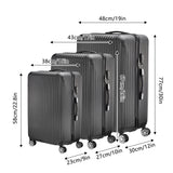 Anajqaqia 3-Piece Travel Suitcase Set with Wheels and Lock, Hard-Shell Trolley, Telescopic Handle, M, L, XL, Silvery
