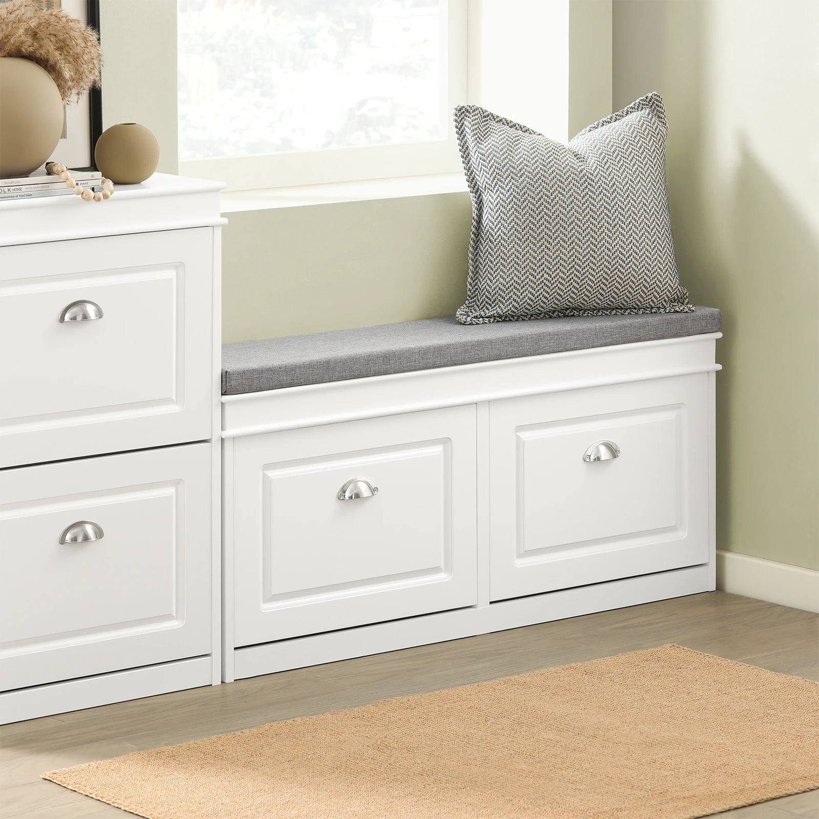 SoBuy FSR64 Shoe dump truck seat chest of drawers bench with seat cushion shoe bench with 2 flaps BHT approx.: 104x52x24cm