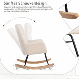 Anajqaqia Rocking Chair, Armchair, Upholstered Swing Chair with High Backrest, for Living Room Bedroom Balcony, Lambswool, Beige