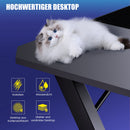 GTPLAYER Gaming table, Gaming desk 120x60cm, PC table Gamer table with Carbon Fiber Surface/LED/socket, Black