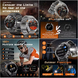 Novo Smartwatch Militar para Atividades ao Ar Livre (Modelo 2026) – Bateria de 1000 mAh de Longa Duração, Monitoramento de Fitness, À Prova d'Água, Estilo Tático e Esportivo