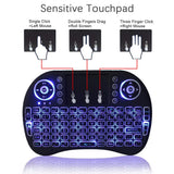 Ratón de aire retroiluminado con panel táctil, mini teclado inalámbrico para PC, Android TV Box, i8, árabe, francés, español, ruso, 2.4G 