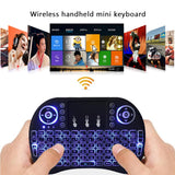 Ratón de aire retroiluminado con panel táctil, mini teclado inalámbrico para PC, Android TV Box, i8, árabe, francés, español, ruso, 2.4G 