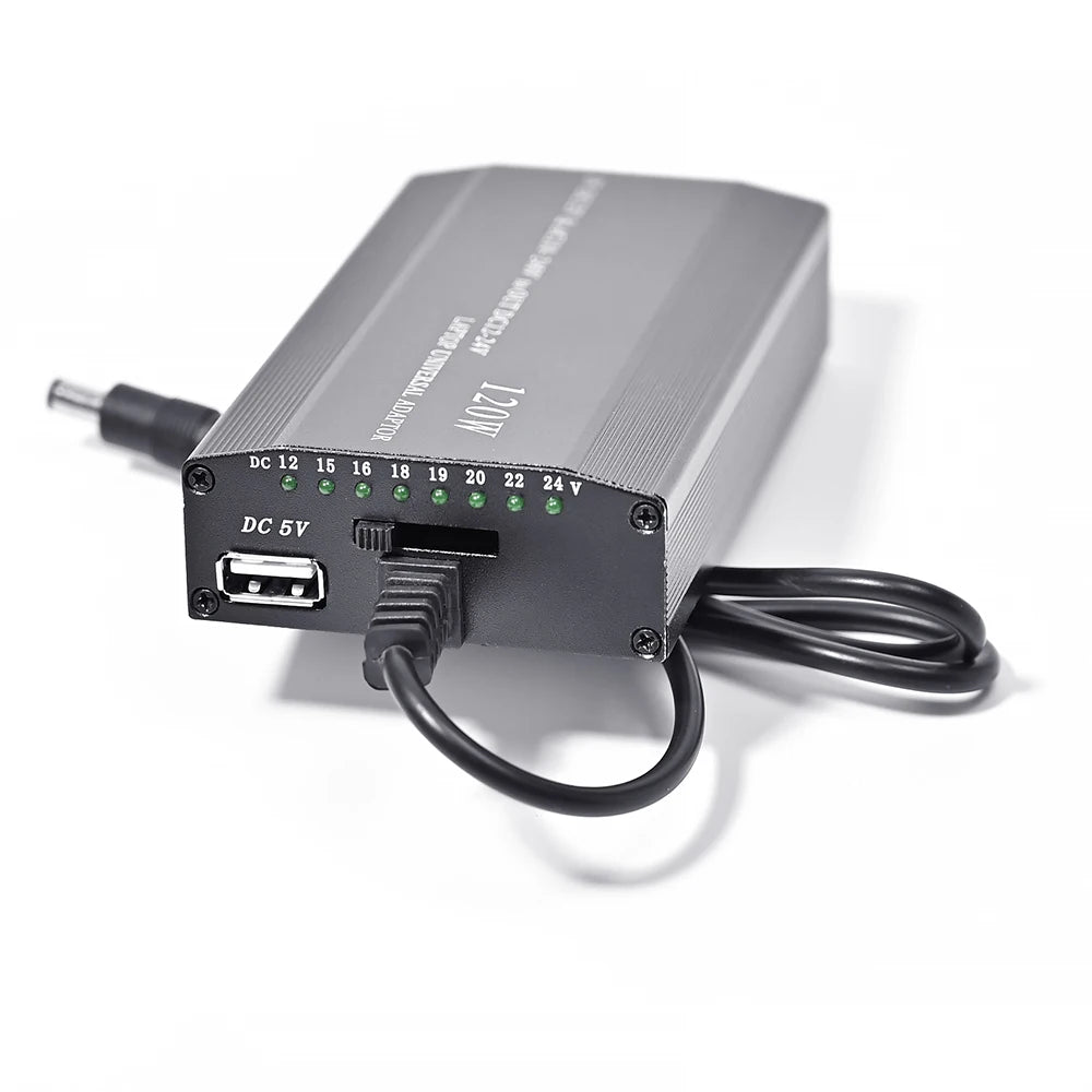 Cargador universal para coche, adaptador de corriente CA/CC, USB, para portátil, ajustable, 120 W, 220 V, 110 V a 12 V, 15 V, 16 V, 18 V, 19 V, 20 V, 22 V y 24 V 