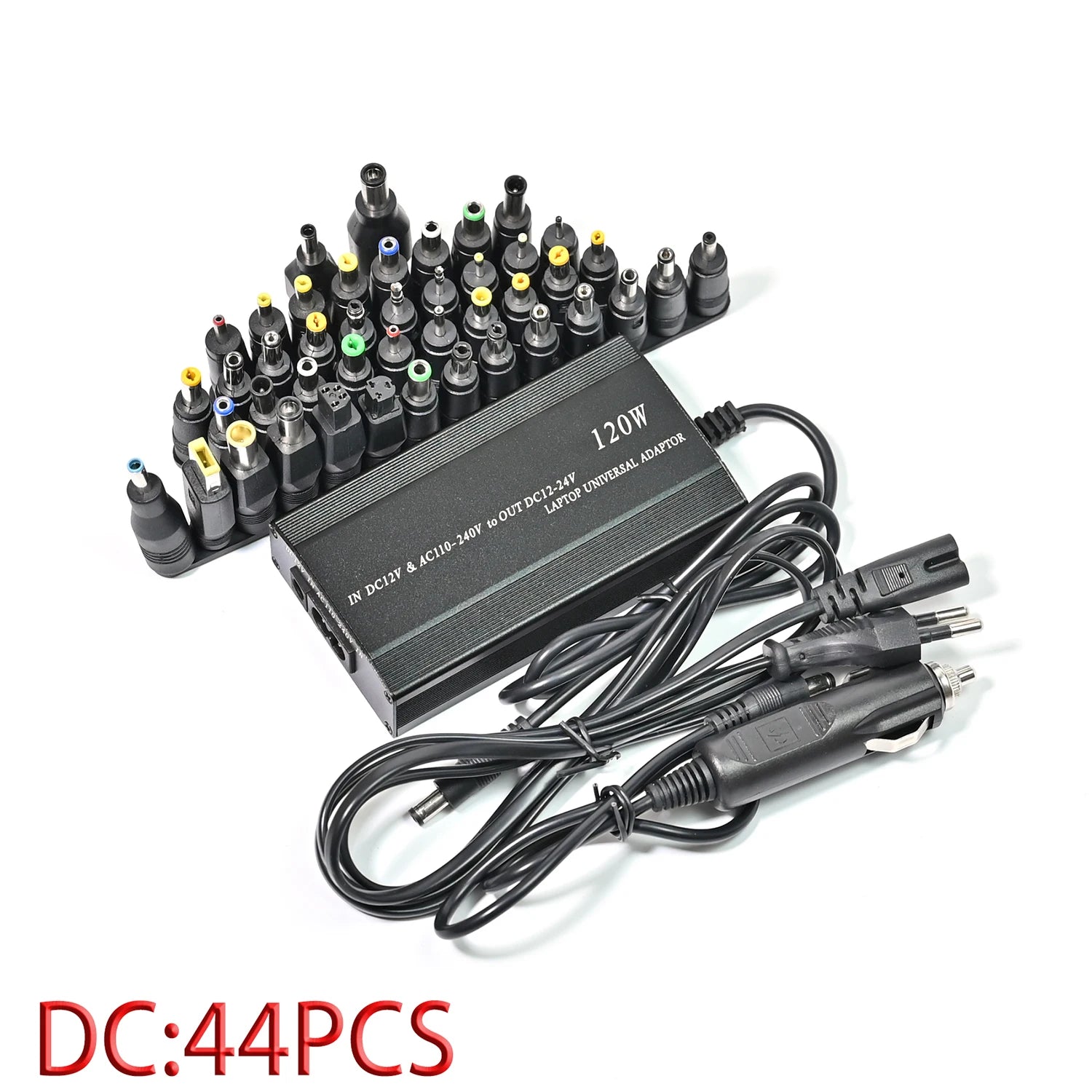 Cargador universal para coche, adaptador de corriente CA/CC, USB, para portátil, ajustable, 120 W, 220 V, 110 V a 12 V, 15 V, 16 V, 18 V, 19 V, 20 V, 22 V y 24 V 