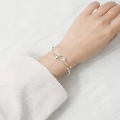 Pulsera ajustable de cuentas de plata de ley 925 para mujer, joyería original de lujo, diseño de moda coreano, hermosas estrellas. 